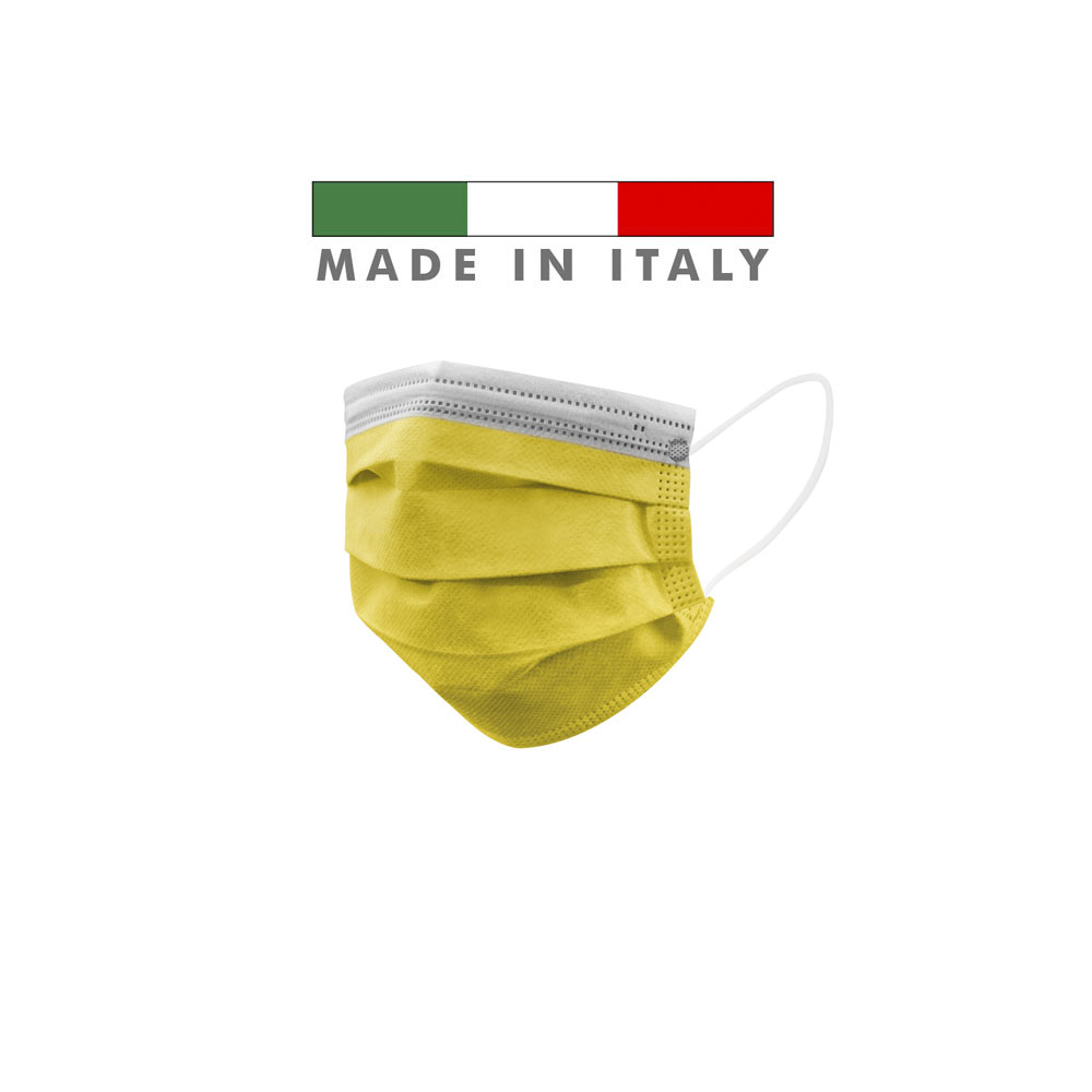 Mascherine Chirurgiche D. Medico Classe 1 EN 14683 Made In Italy Giallo Mascherine Chirurgiche D. Medico Classe 1 EN 14683 Made In Italy Giallo