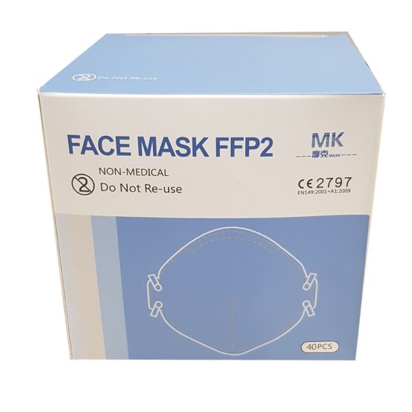 Faltbare filtrierende Gesichtsmasken FFP2 NR (EN 149:2001+A1:2009) Packung mit 40 Stück