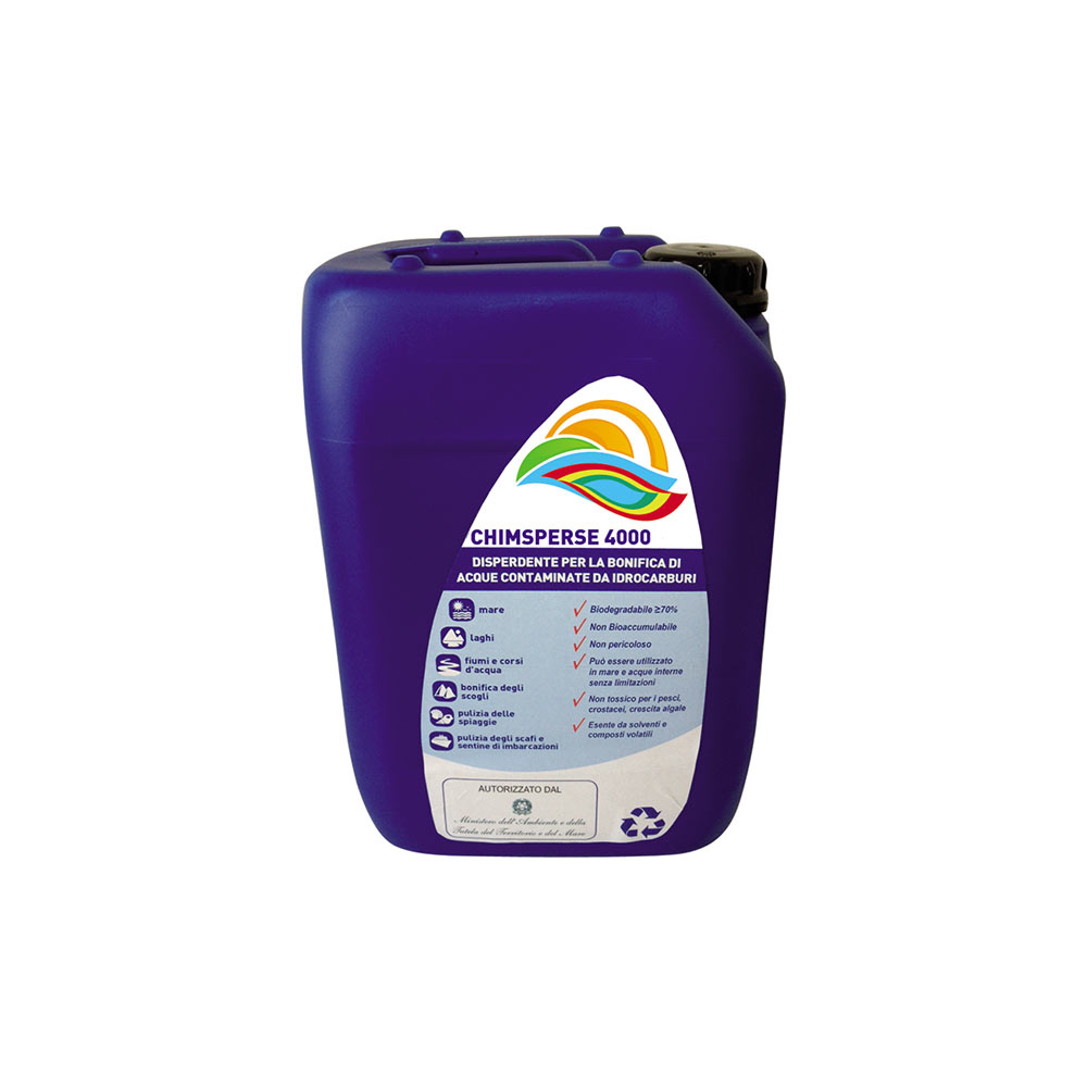 Airbank Chimsperse 4000 disperdente per la bonifica di acque marine contaminate da idrocarburi - Tanica da 10Kg Airbank Chimsperse 4000 disperdente per la bonifica di acque marine contaminate da idrocarburi - Tanica da 10Kg
