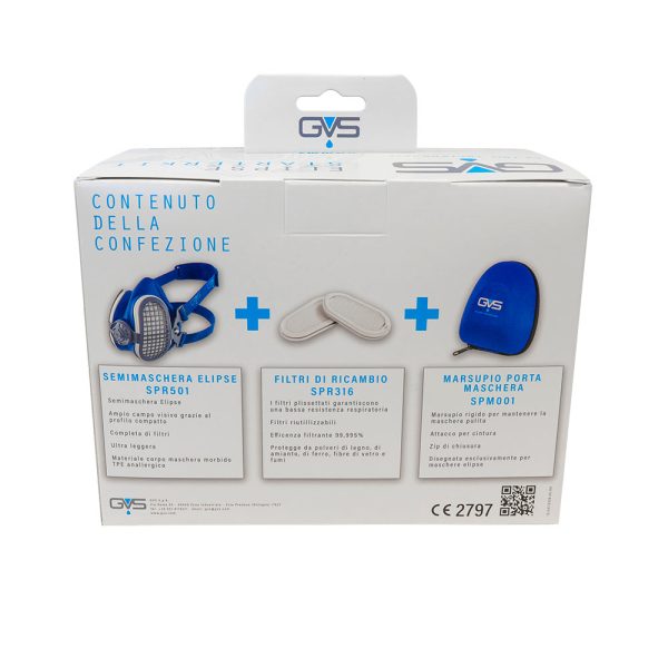 GVS Starter Kit semimaschera facciale Elipse P3 M/L, filtri P3 e custodia
