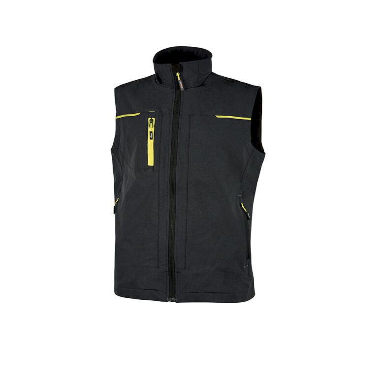 U Power Saturn Black Carbon gilet da lavoro elasticizzato multitasche estivo
