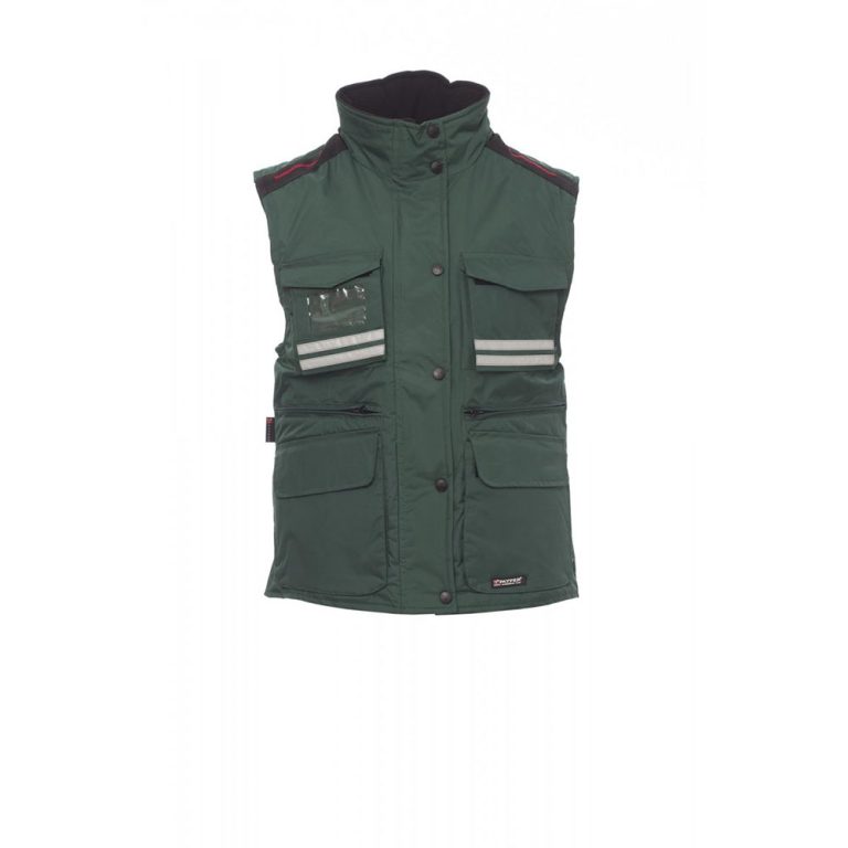 Payper Flight gilet da lavoro multitasche invernale con cappuccio verde - DPI categoria I