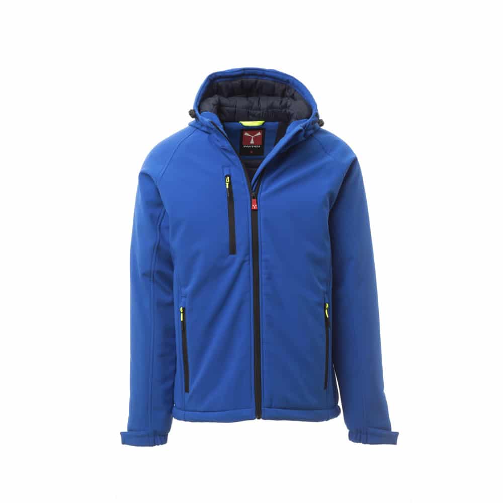 Softshell da lavoro imbottito con cappuccio Payper Gale Pad certificato antifreddo EN 14058 - Colorazione Blu royal e Blu navy - DPI di categoria II Softshell da lavoro imbottito con cappuccio Payper Gale Pad certificato antifreddo EN 14058 - Colorazione Blu royal e Blu navy - DPI di categoria II