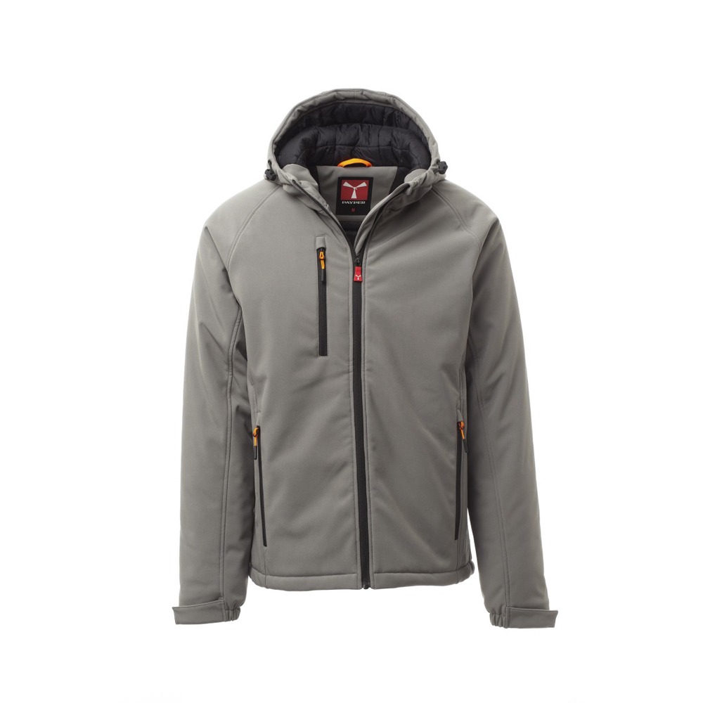 Softshell da lavoro imbottito con cappuccio Payper Gale Pad certificato antifreddo EN 14058 - Colorazione Grigio Smoke e Nero - DPI di categoria II Softshell da lavoro imbottito con cappuccio Payper Gale Pad certificato antifreddo EN 14058 - Colorazione Grigio Smoke e Nero - DPI di categoria II