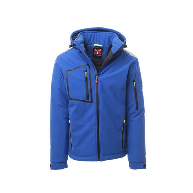 Softshell tecnico imbottito con cappuccio removibile Payper Stream Pad antifreddo EN 14058 - Colorazione Blu Royal e Blu Navy