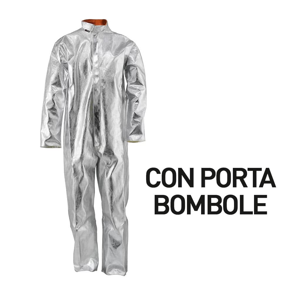Coval V5KA grembiule in fibra aramidica alluminizzata con sacca porta bombole EN ISO 11611:2015 CLASSE 2 A1+A2 e EN ISO 11612:2015 A1+A2 B1 C3 D3 E2 F1. Coval V5KA grembiule in fibra aramidica alluminizzata con sacca porta bombole EN ISO 11611:2015 CLASSE 2 A1+A2 e EN ISO 11612:2015 A1+A2 B1 C3 D3 E2 F1.