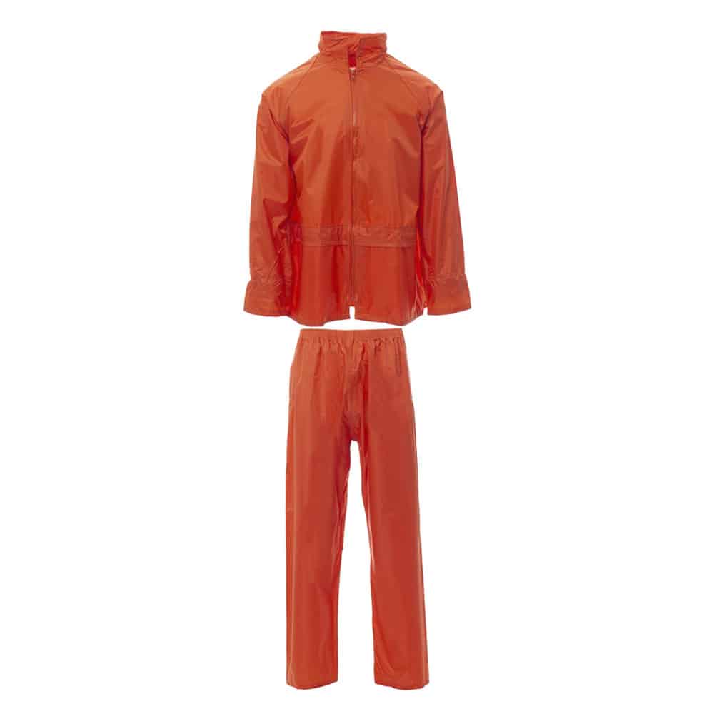 Completo impermeabile antipioggia da lavoro in PVC Payper Set-Nylon arancione - Codice 000357009301000 Completo impermeabile antipioggia da lavoro in PVC Payper Set-Nylon arancione - Codice 000357009301000