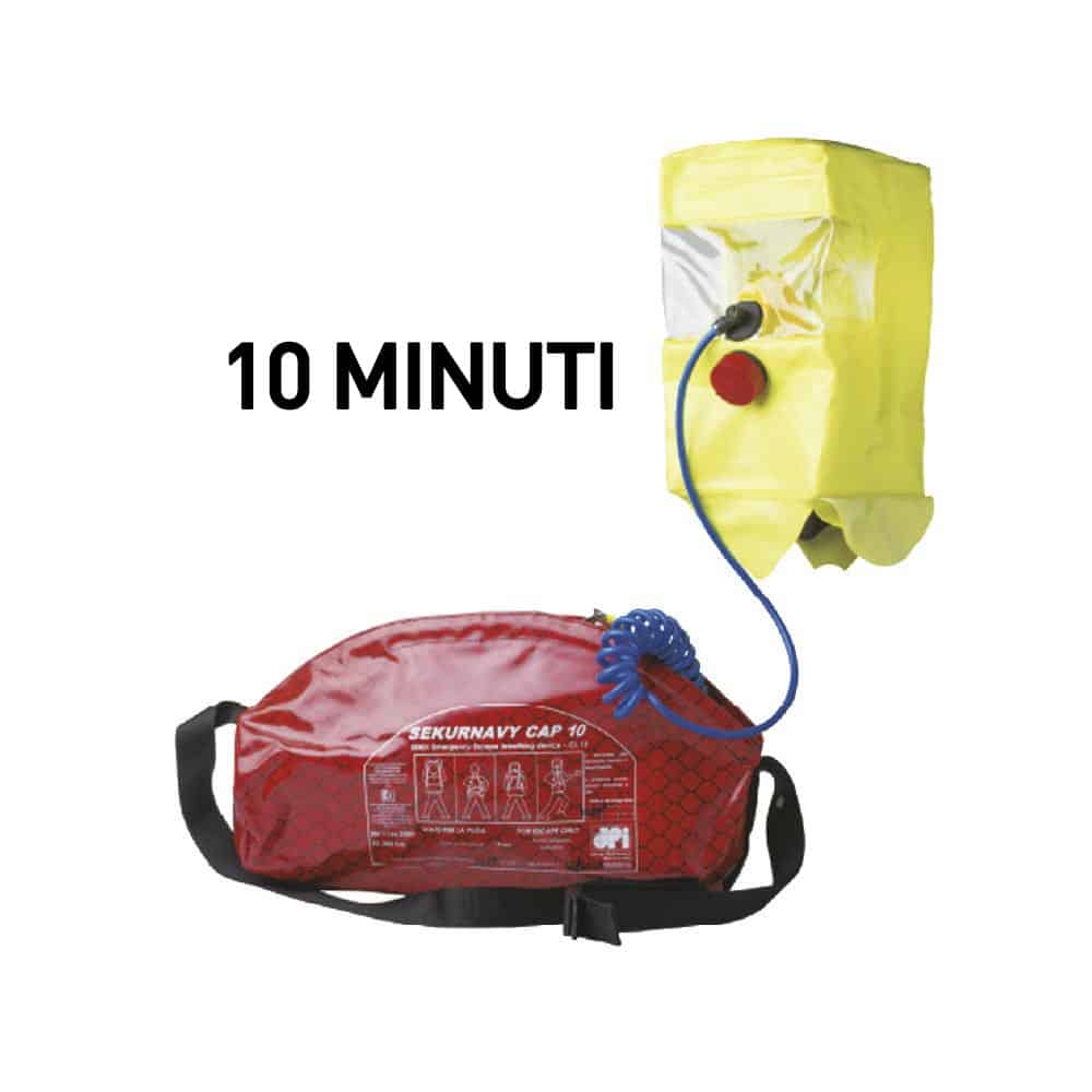 Autorespiratore di fuga per emergenze Sekur Navy Cap EEBD 10 Minuti Autorespiratore di fuga per emergenze Sekur Navy Cap EEBD 10 Minuti