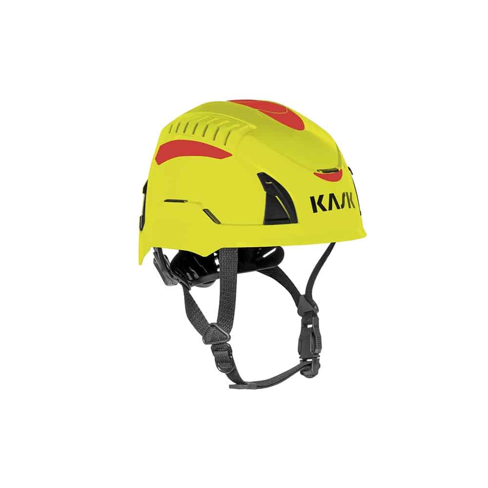 Casco areato per il soccorso antincendio boschivo Kask Quantum Cabrio - Colore Giallo Fuorescente e rosso Casco areato per il soccorso antincendio boschivo Kask Quantum Cabrio - Colore Giallo Fuorescente e rosso