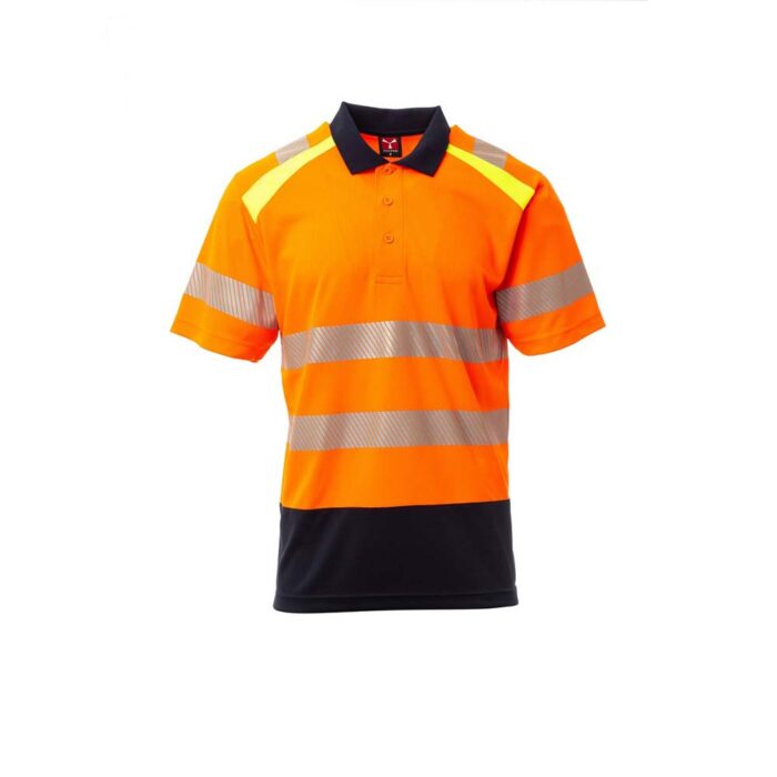Polo bicolore ad alta visibilit&agrave; Payper Lane EN ISO 20471 - Arancione Fluo/Blu Navy